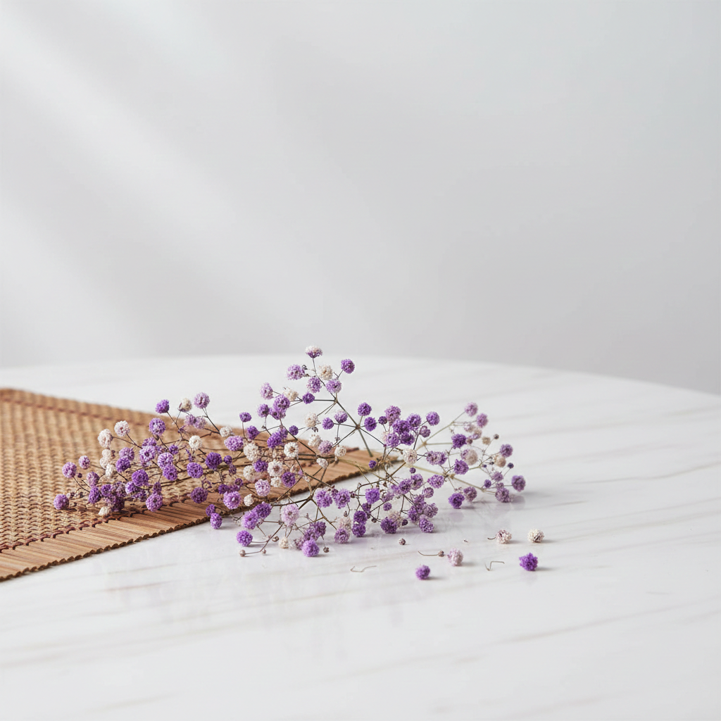 Stabilizovaná Gypsophila box pro aranžování - fialová detail